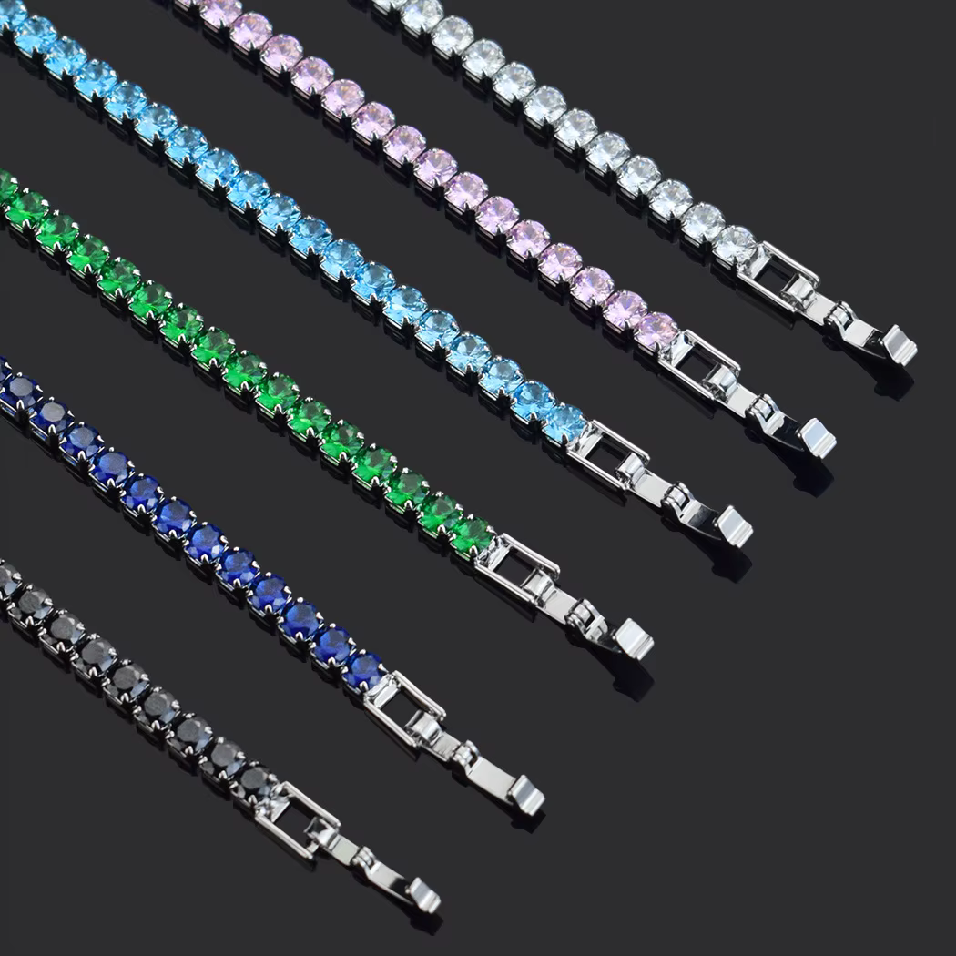 Bracelet de Tennis en Zircon Micro-incrusté de 4mm pour femmes, nouveaux hommes, accessoires de bijo