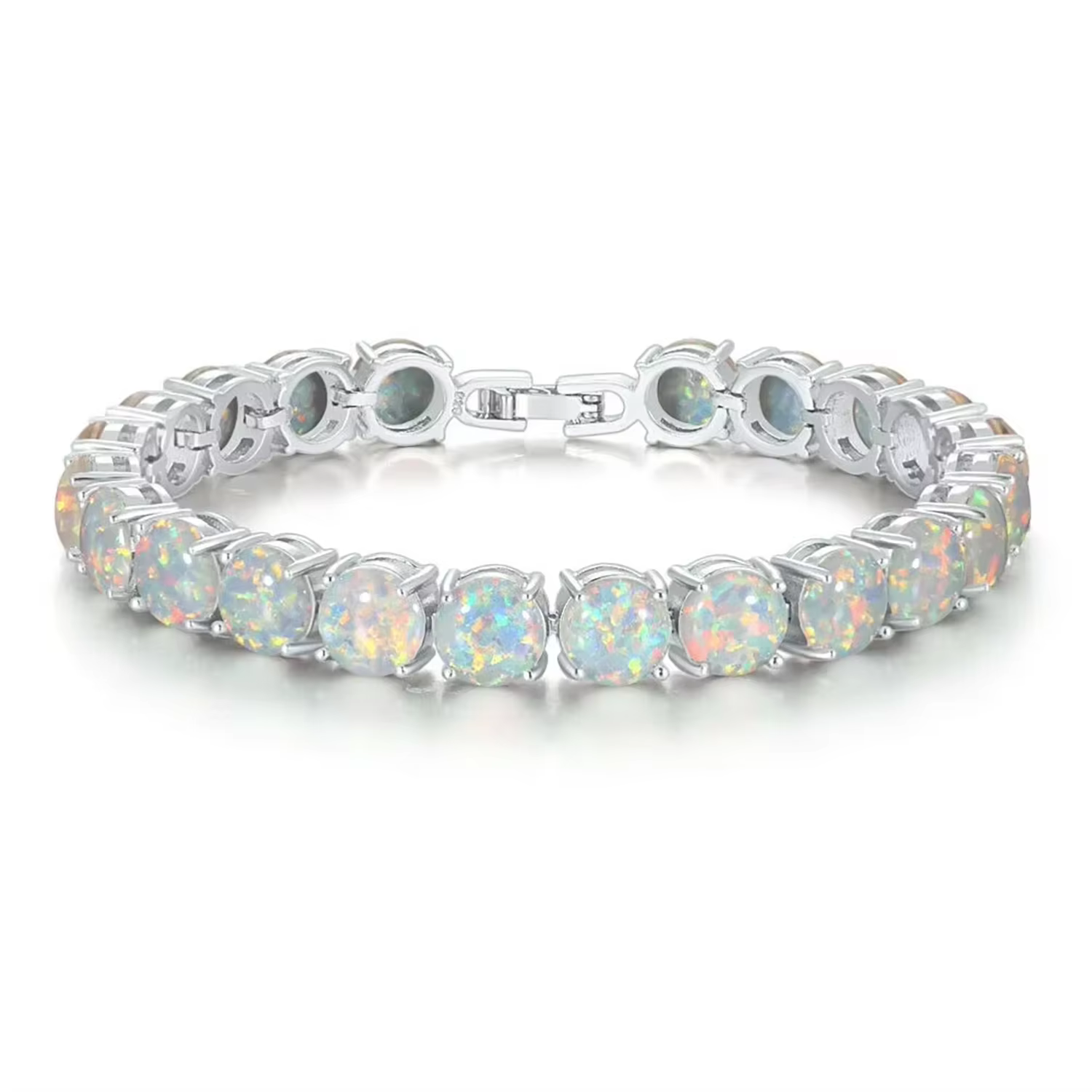 Bracelet tennis opale de feu, pierres précieuses irisées colorées, bijoux de luxe, cadeau bohème pou