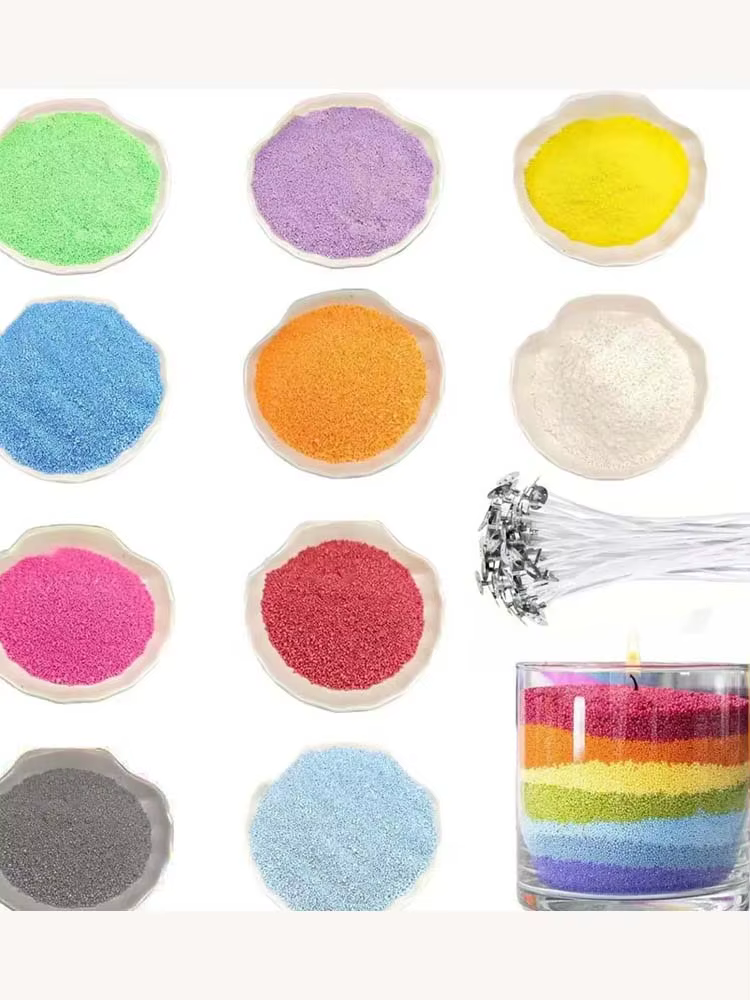 Kit de sable de bougie en perles, 20g, 10 couleurs/sac, bricolage, avec 20 mèches pour l'artisanat, 