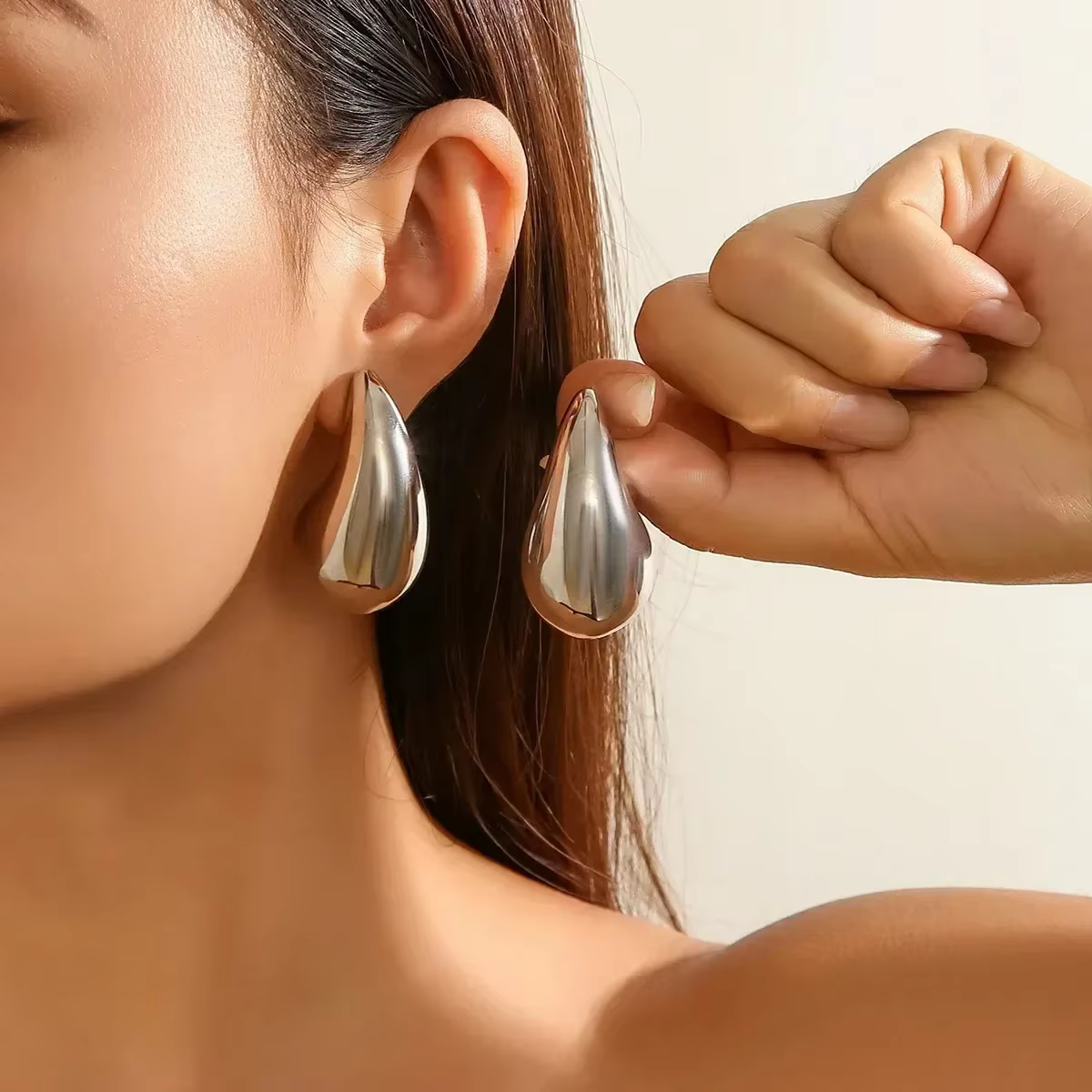 Boucles d'oreilles créoles en forme de goutte d'eau pour femme, argent regardé 925, plaqué or 18 car