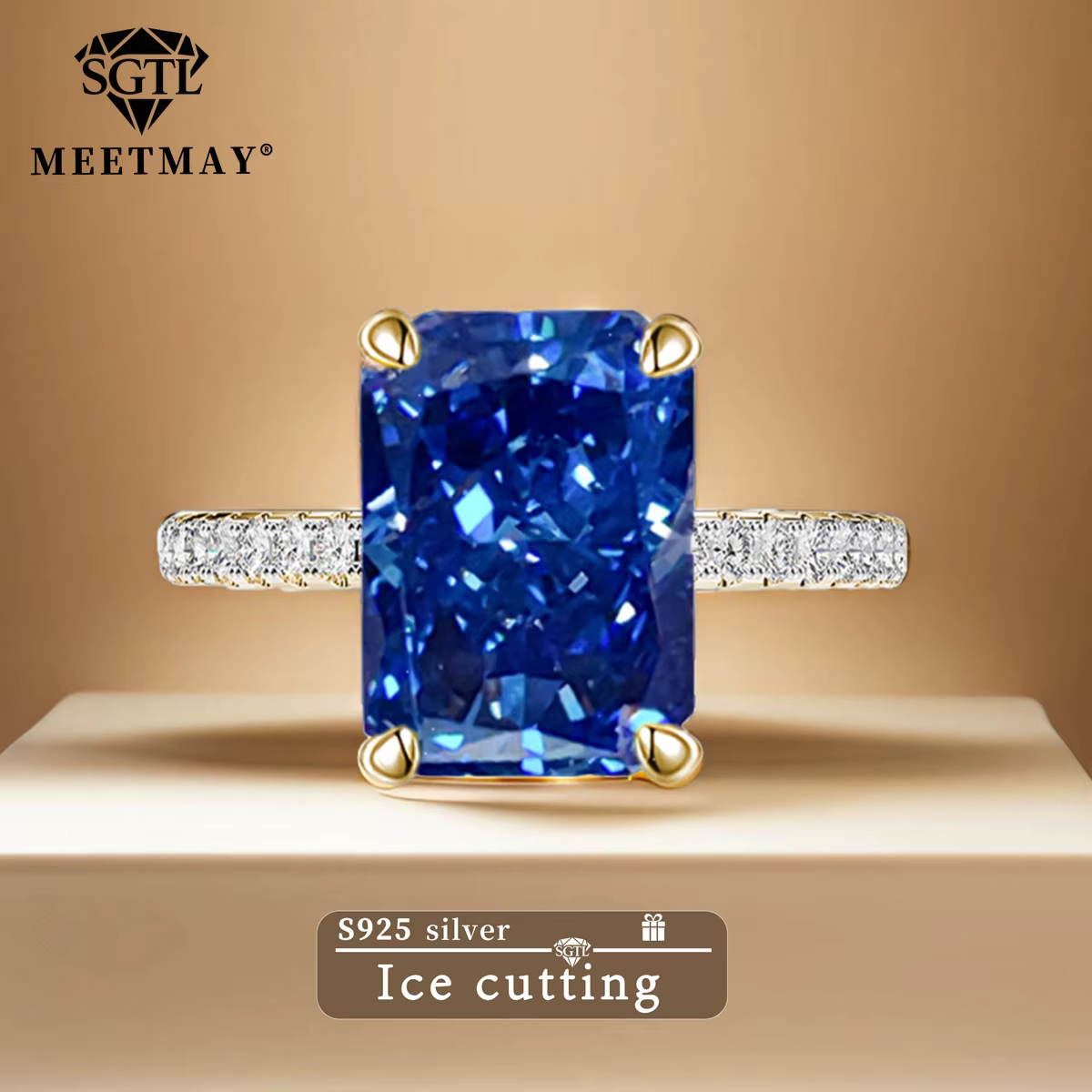 Bague pour femme en argent sterling S925 avec zircon bleu tanzanite étincelant, qualité 5A, diamant 