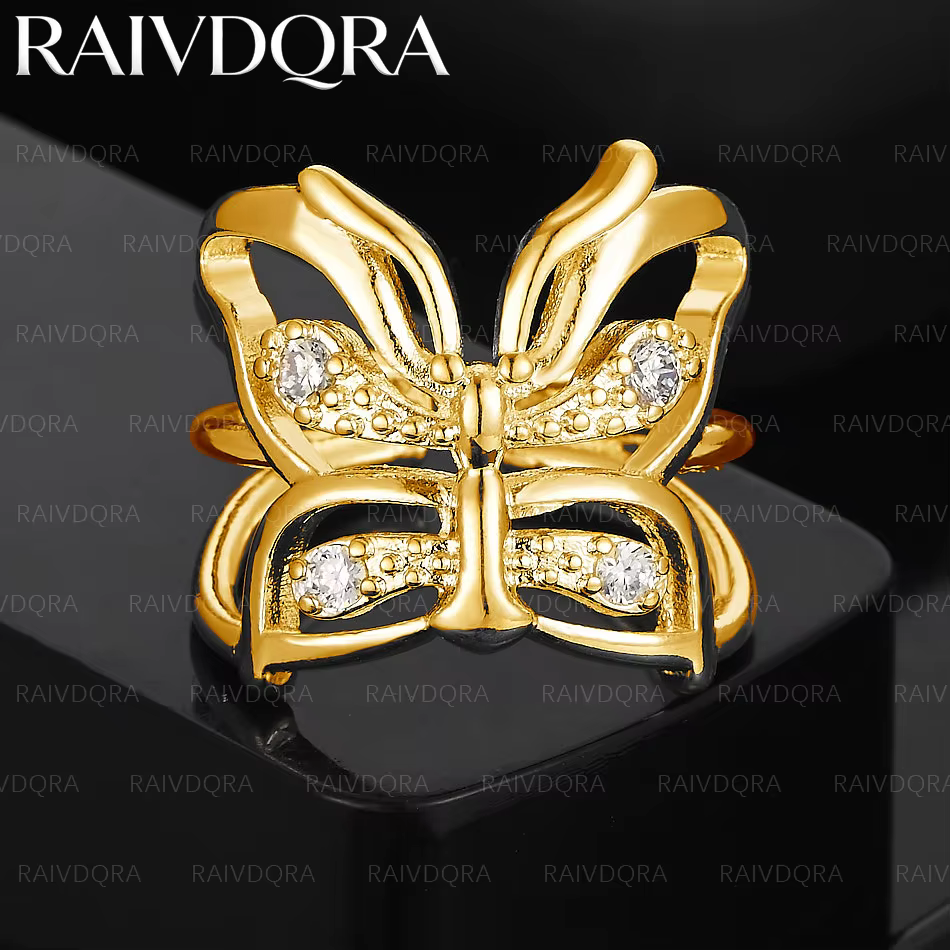 Bague papillon en Zircon plaqué or 18 carats pour femmes, bijoux à la mode, accessoires de fête, cad