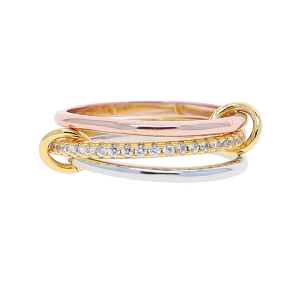 Nouveau empilage Spinelli Kilcollin anneaux glacé plaine Micro pavé 5A CZ mélange couleur Multi pièc