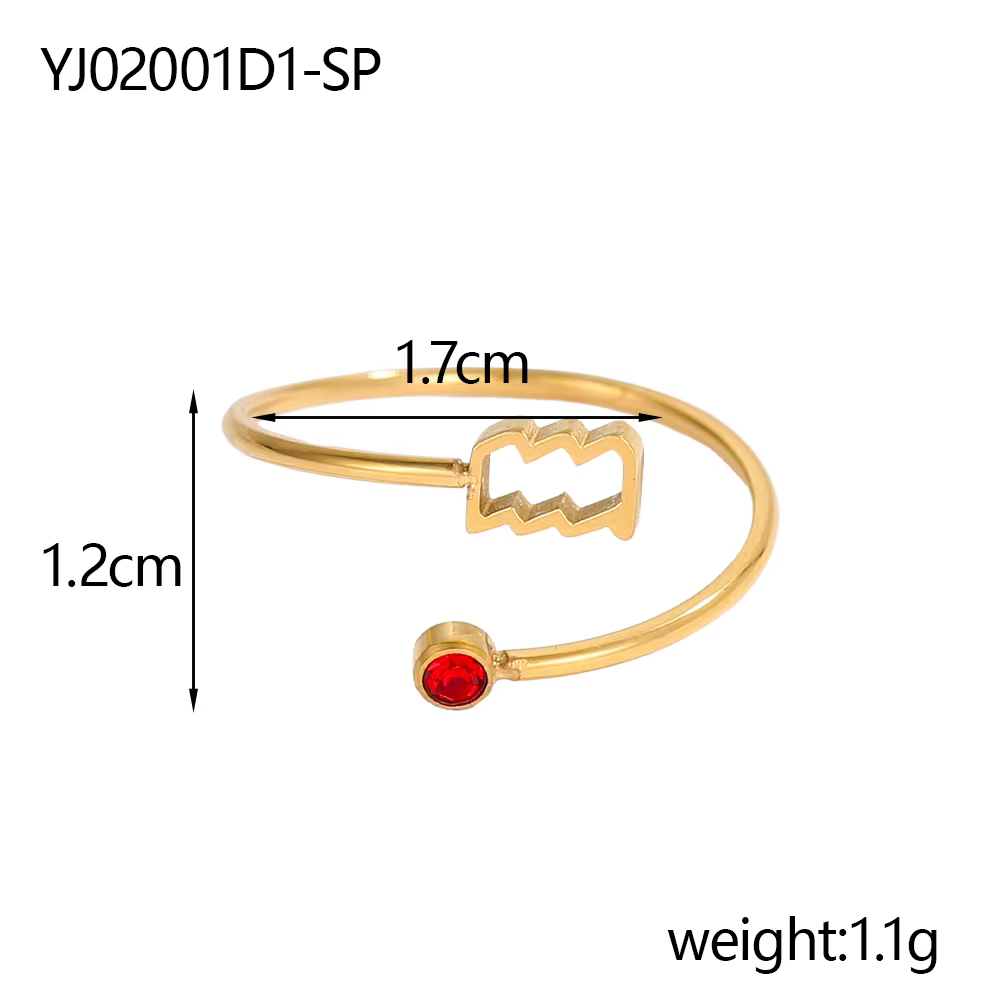 Bijoux du zodiaque en acier inoxydable plaqué or, 12 Horoscope, bague en acier inoxydable, pierre de