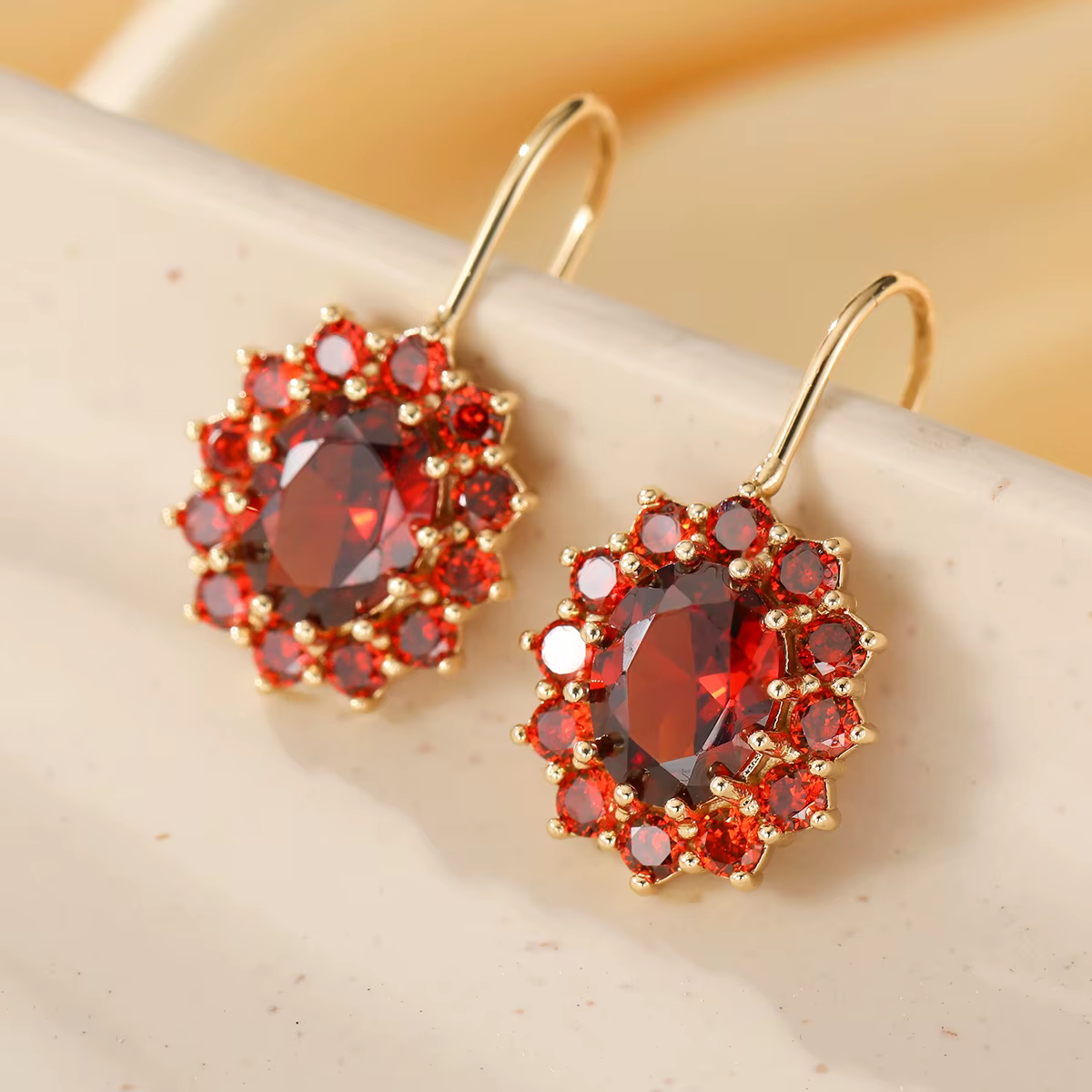 Boucles d'oreilles de luxe pour femmes, en rubis synthétiques, en cuivre, bijoux pour femmes, pour b