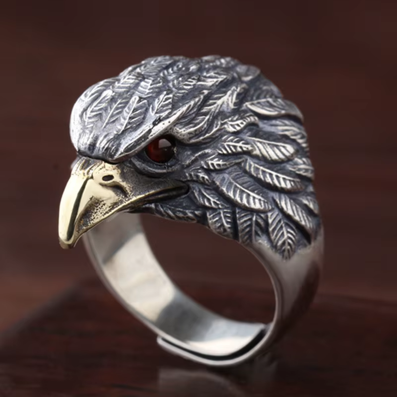 Bague aigle Vintage Punk dominateur pour hommes, haute qualité, plaqué argent, personnalité Animal, 