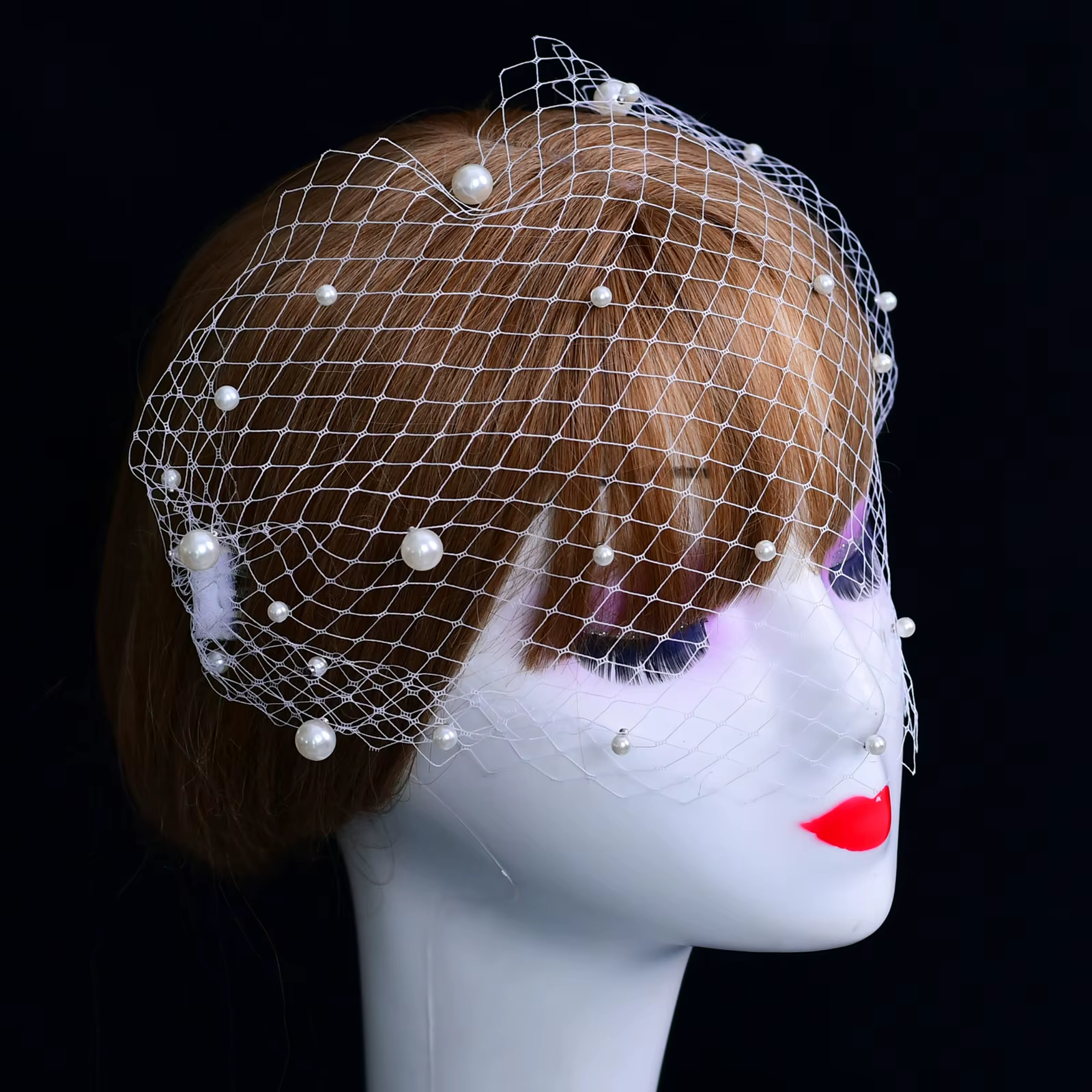 Mini voiles de mariée, voile blusher, voile cage à oiseaux de mariage avec perles sur les deux peign