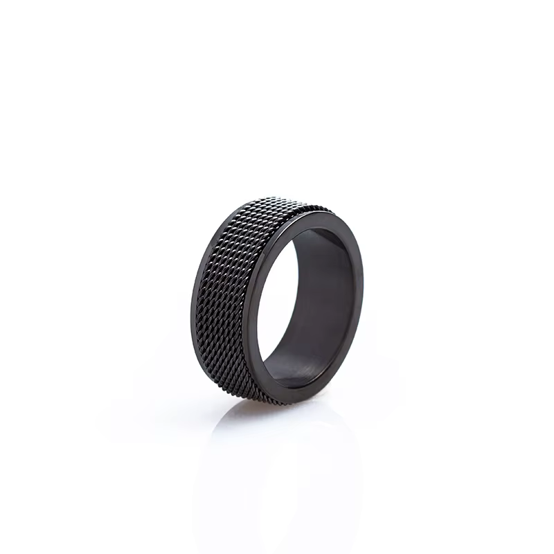 Bague en maille tressée en acier inoxydable pour homme, rotatif, souligné, instituts, bijoux, 1 pièc