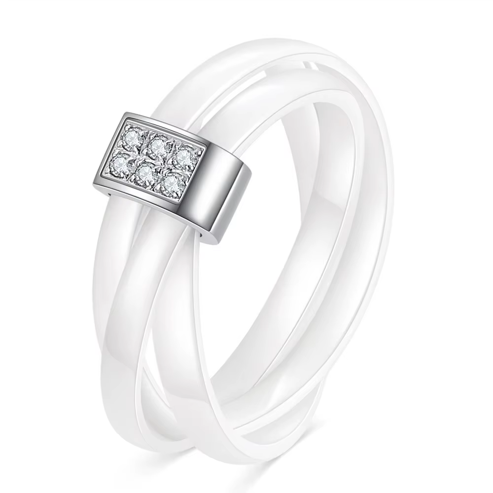 Bague en céramique noire et blanche pour femme, ensemble de phases croisées d'ouverture, bague en ac