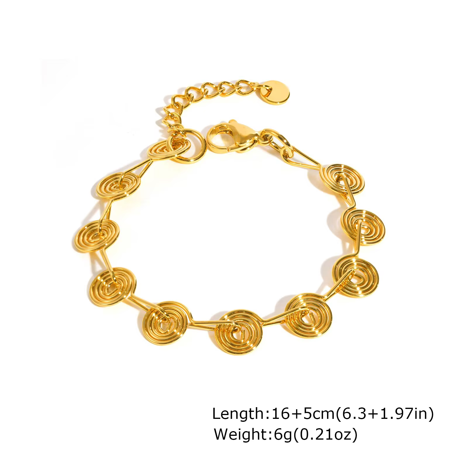 Bracelet à breloques géométriques en spirale pour femmes, chaîne en acier inoxydable, à la mode, en 