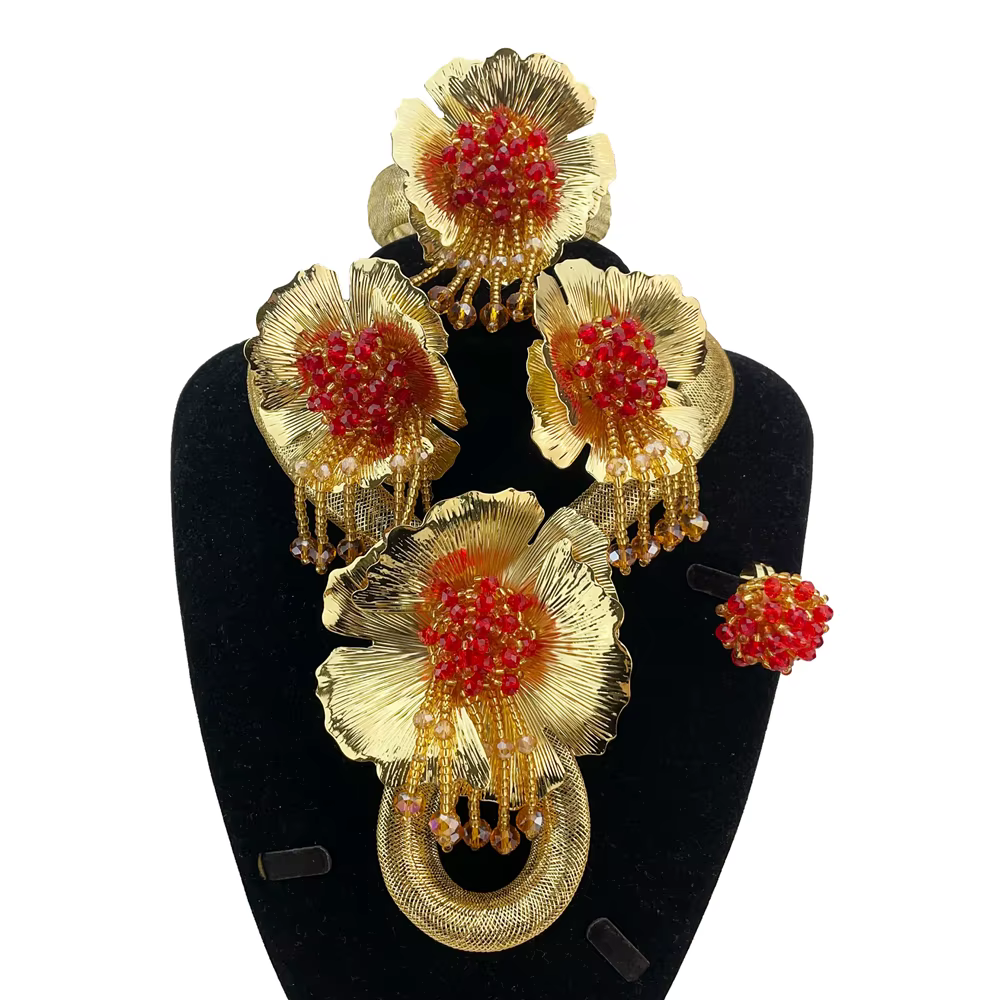Ensembles de bijoux de fleurs faits à la main pour femmes, style unique brésilien, haute qualité, no