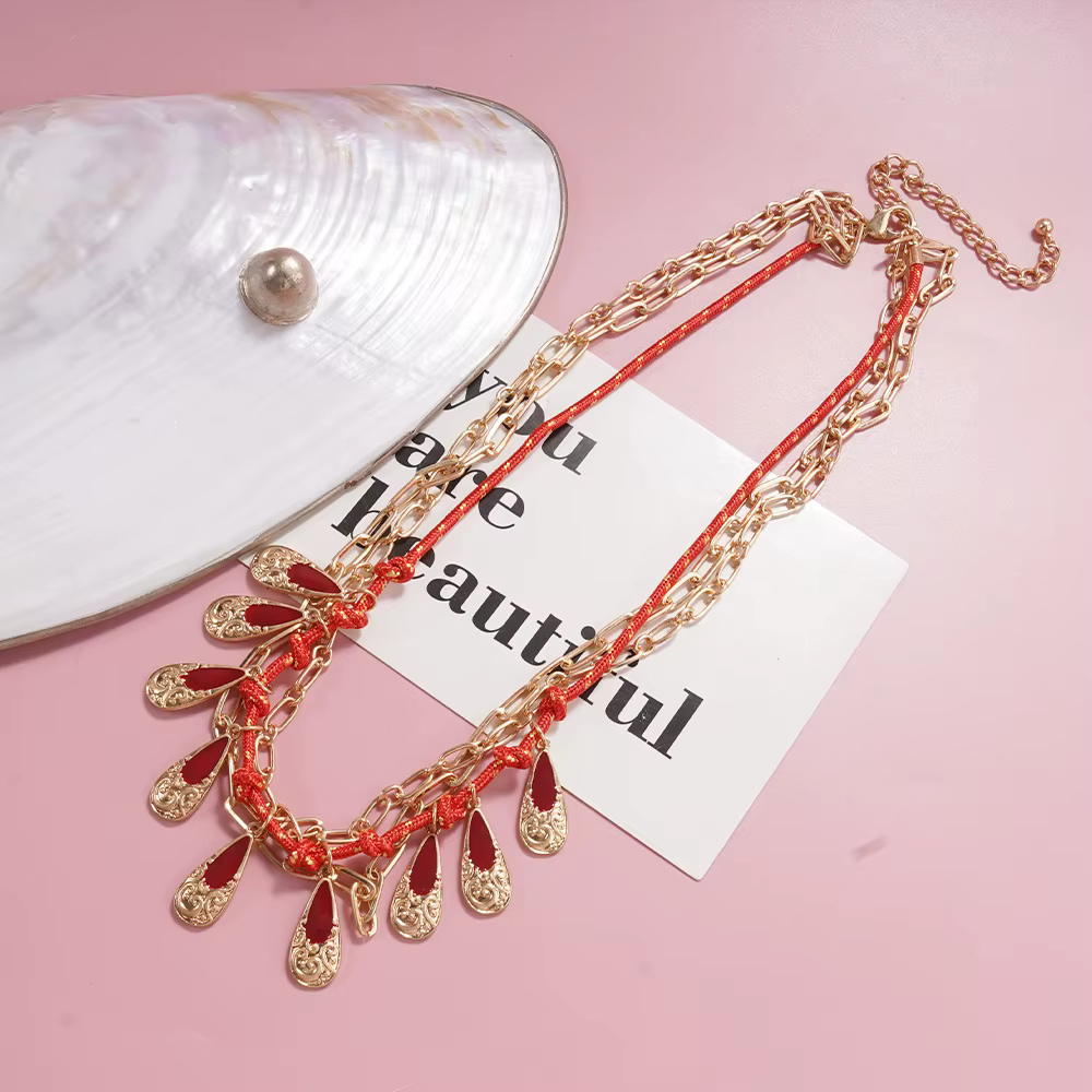 Collier (vert/rouge) Bijou audacieux parfait pour les brunchs, les rendez-vous, les fêtes, les tenue