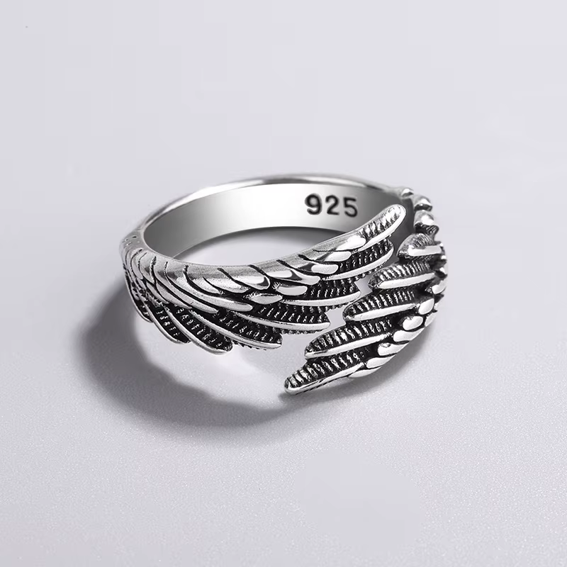 GaaBou – bague en argent Sterling 925 pour femmes, ailes de plumes, bijoux de rencontre, accessoires