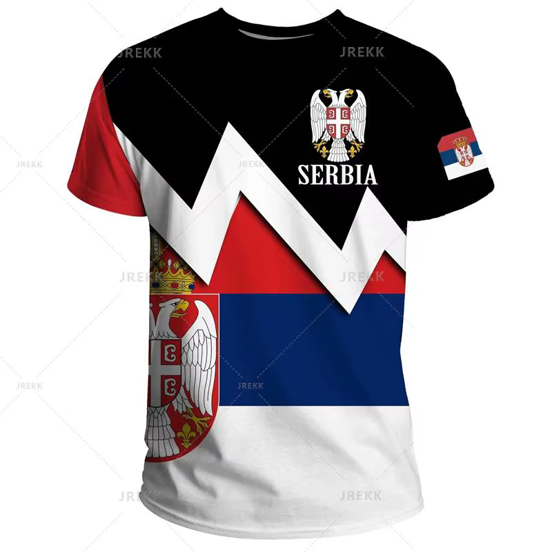 T-shirt graphique Serbia Feel pour homme, maillot de football, serbe, yougoslave, aigle, emblème, st