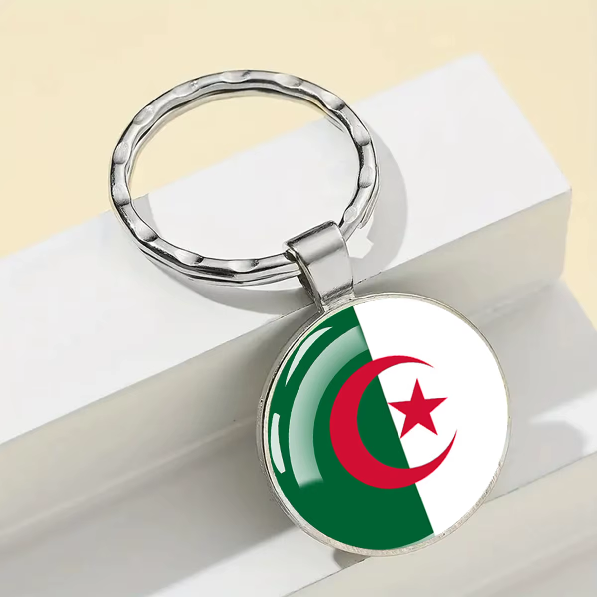 JOFosot-Porte-clés drapeaux nationaux africains, porte-clés en verre, pays d'Afrique, Algérie, Afriq