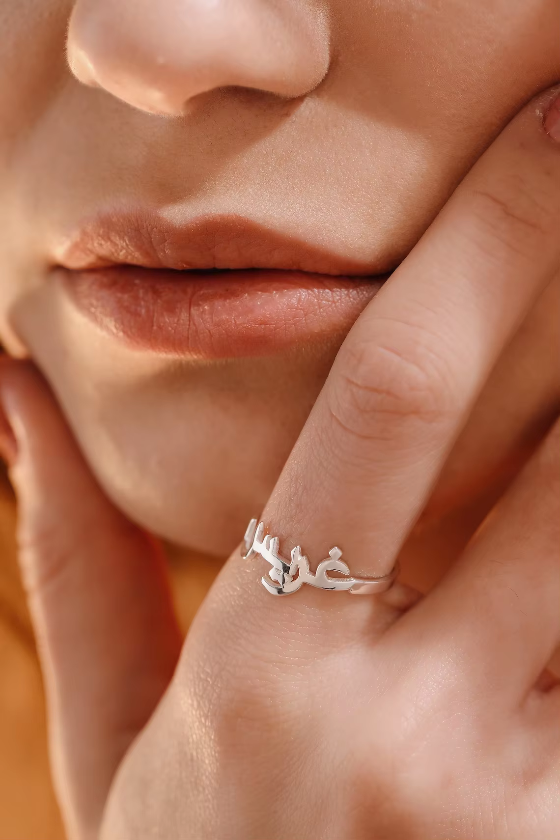 Bague en or avec nom arabe personnalisé pour femme, acier inoxydable personnalisé, réglable, coeur p
