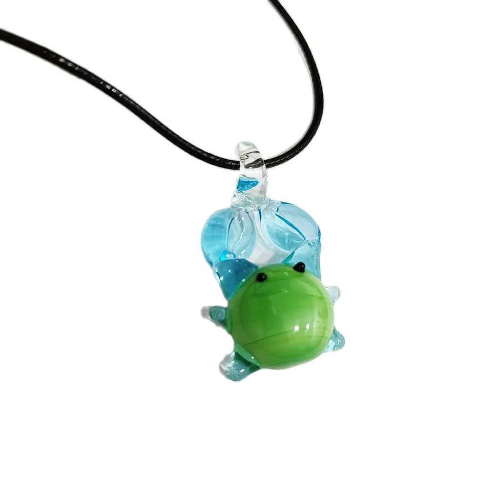 Collier pendentif en verre de Murano pour femmes, dessin animé crabe bleu, bijoux à la mode, pièce u