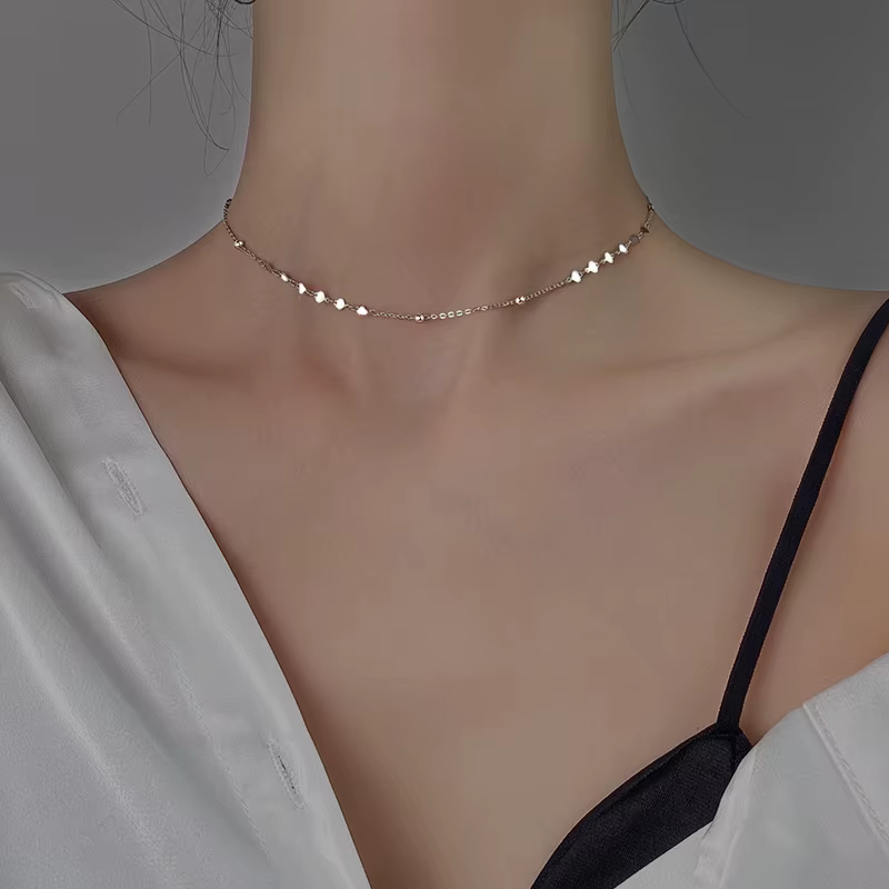 Collier en argent Sterling 925 en forme de cœur pour femme, Style Simple, charmant, chaîne de clavic