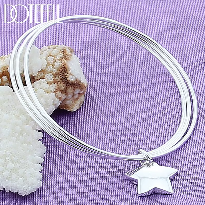 DOTEFFIL 925 en argent Sterling trois cercles étoile Bracelet pour femme mariage fiançailles mode ch