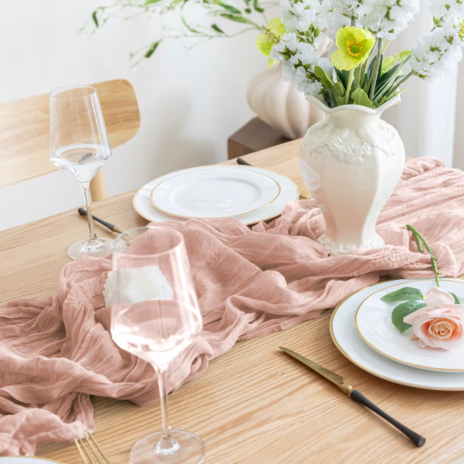 Chemin de Table en gaze bordeaux, 4 paquets, tissu drapé d'arrière-plan Semi-transparent pour mariag