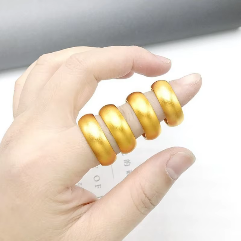 Bague Fermée en Or group 24K pour Homme, Anneau Large de 10mm, Plaqué Or, ne se Décolore Jamais