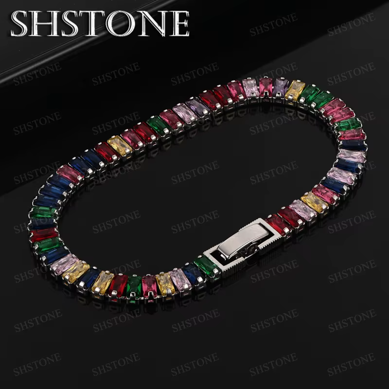 Bracelet classique en argent Sterling 925, chaîne à main en Zircon coloré de luxe, breloque pour dam