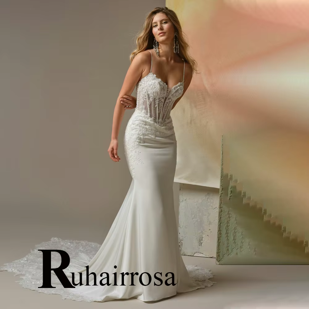 Ruhair – robes de mariée sirène charmantes pour femmes, corset en dentelle avec appliques, robe de m