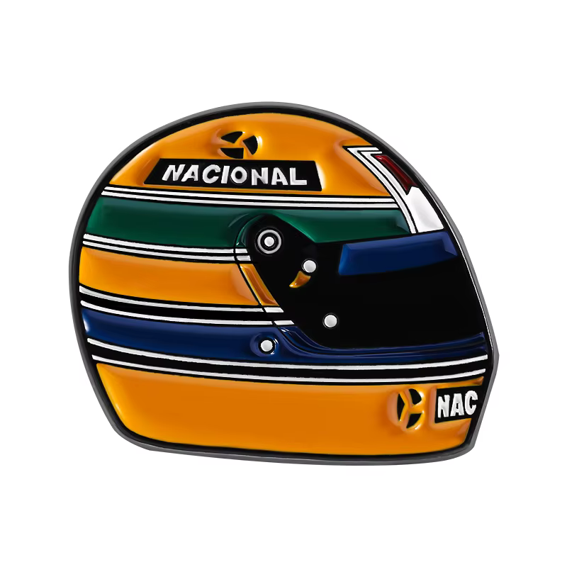 Broches en émail personnalisées pour pilotes de course, broches casque légende du brésilien du sport