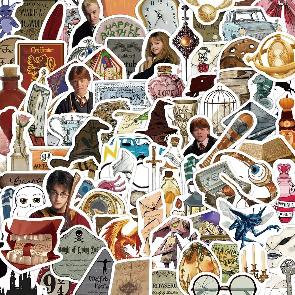 Pack d'autocollants Harry Potter 100 pièces – Éléments magiques, modèles Snape Voldemort, décor DIY 
