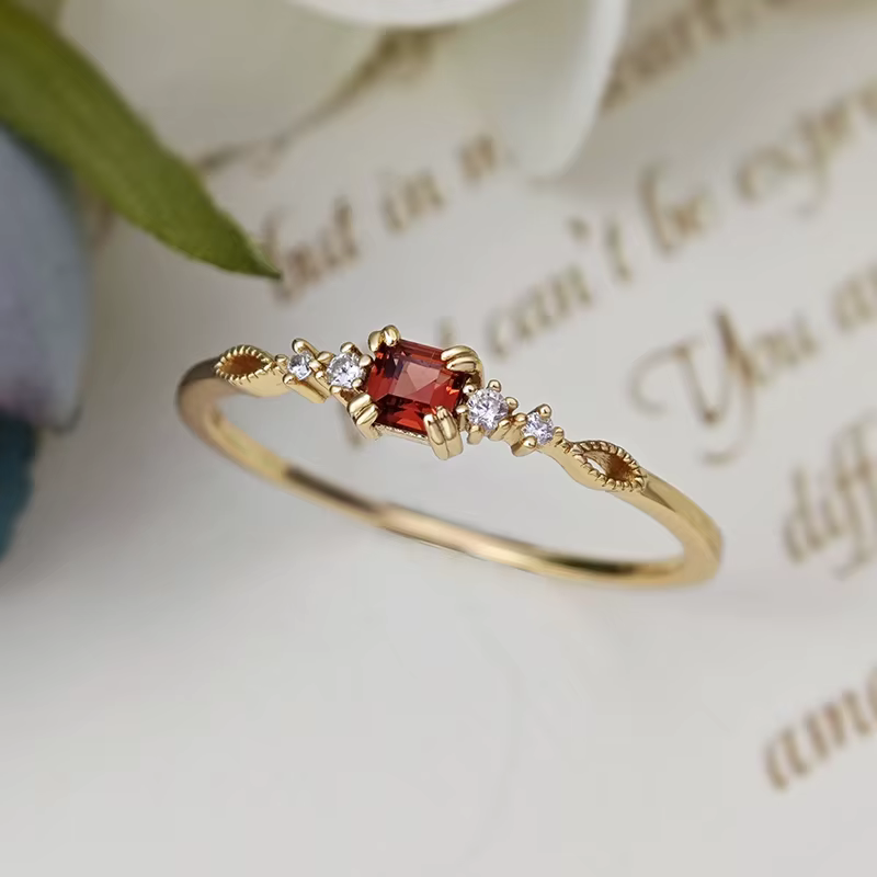 LAMOON bague grenat naturel pour femmes pierres précieuses bagues fines 925 en argent Sterling or Ve