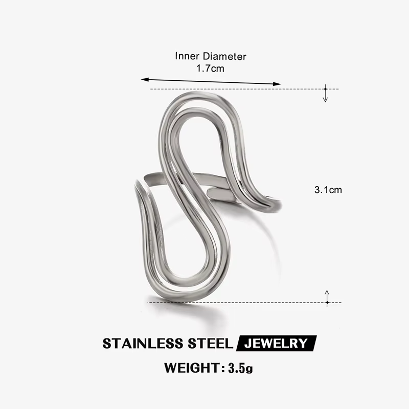 Bagues en acier inoxydable pour femmes, plaqué or 18 carats, en forme de S, bijoux imperméables pour