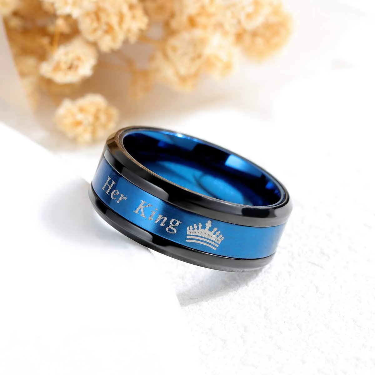 Bagues de promesse de mode pour Couple romantique son roi sa reine, bagues de Couple en acier inoxyd