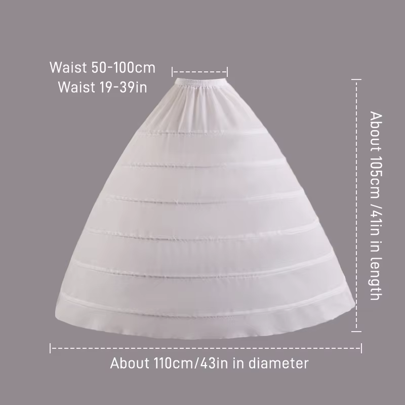 Jupon de robe de mariée longue 6 cerceaux, crinoline, sous-jupe astronomique pour une robe de Rhblan