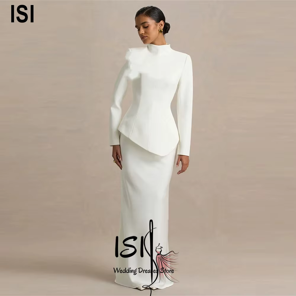 Robe de mariée élégante à col haut, manches longues, robe de mariée de haute qualité pour femmes, ro