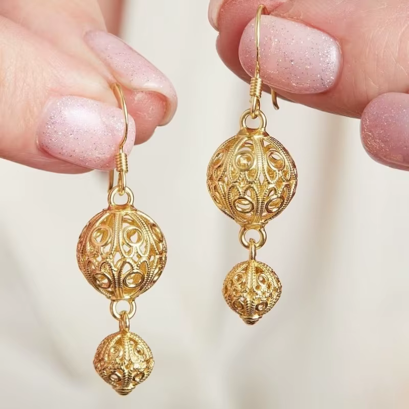 Boucles d'oreilles pendantes artistiques rétro sculptées à la main, boucles d'oreilles et accessoire