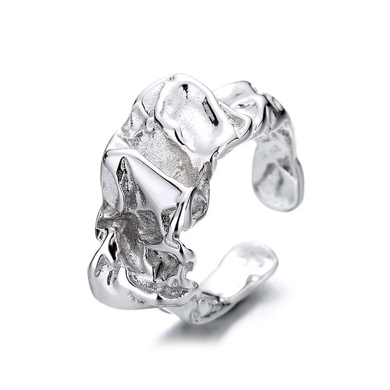Bagues en argent Sterling 925 pour femmes, Vintage, dentelle givrée mate, bagues irrégulières, Y2K, 