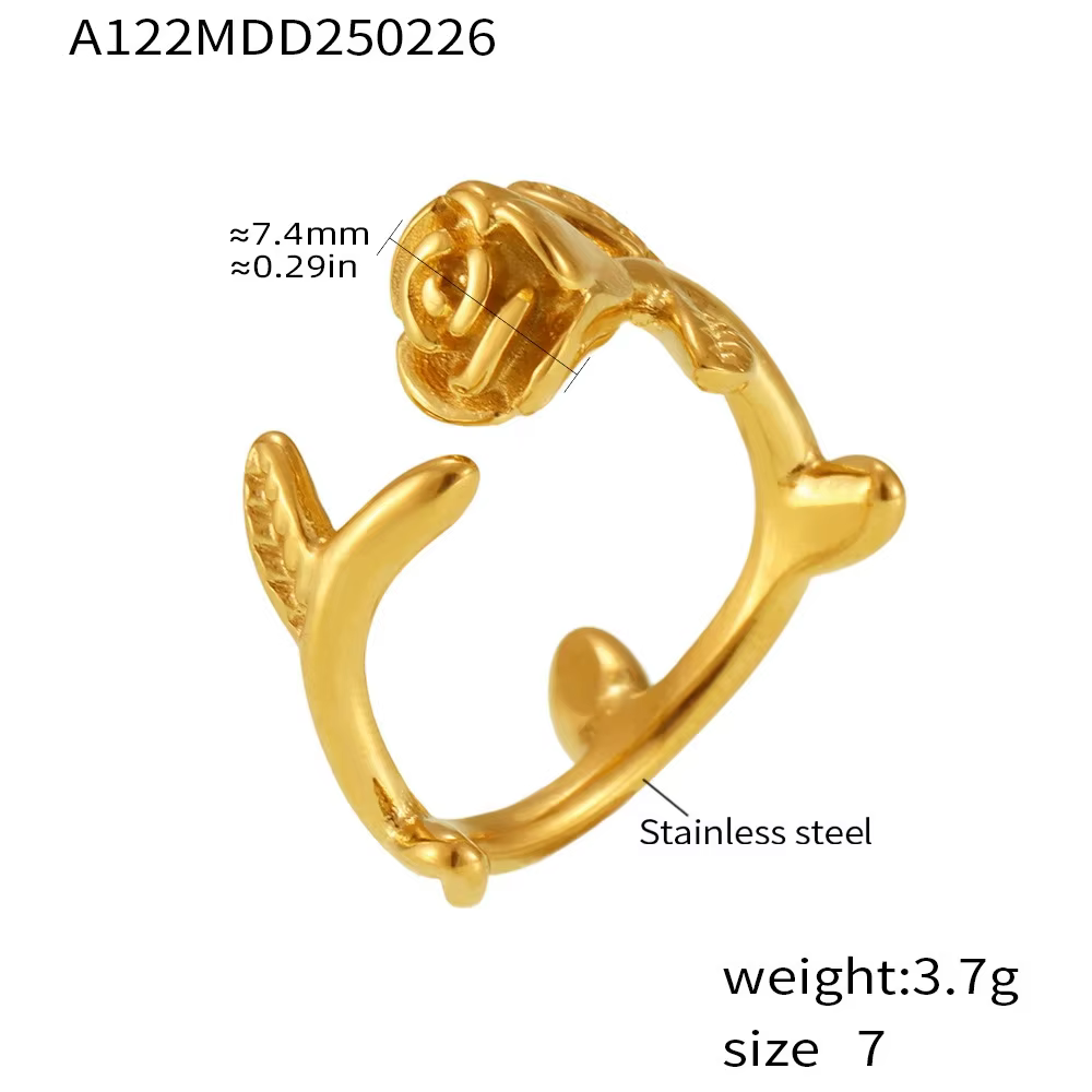 Belle bague en acier inoxydable plaqué or rose pour femmes, sans rouille, bague d'index, bijoux pour