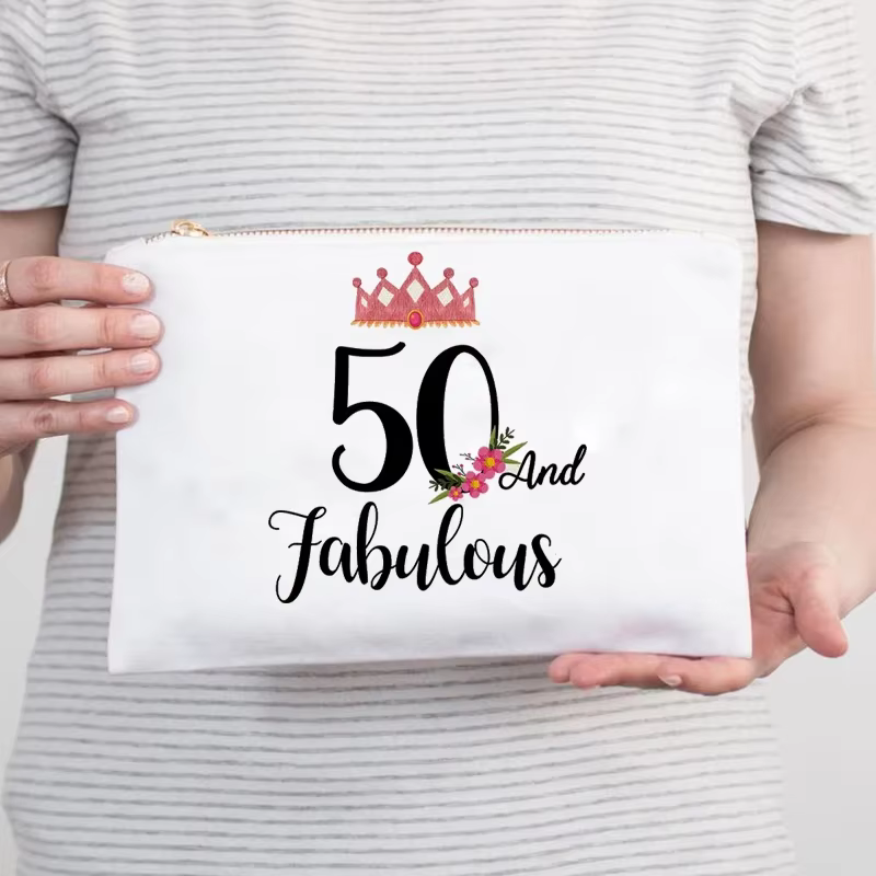 50 & Fabulous Crown Makeup Travel Bag, maman, ami, tante, soeur, 50e, 50e, 50e ans, 50e anniversaire
