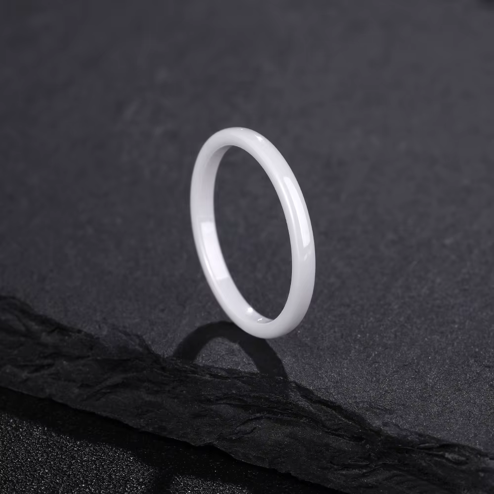 Kolmnsta 2mm 4mm 6mm bague en céramique blanche hommes femme anneaux Anti-allergie poli Design Anill