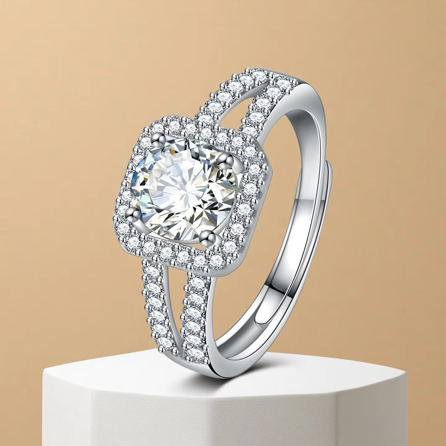 Bague en argent 925 brillante, classique et exquise pour femmes, bijoux simples en argent sterling, 