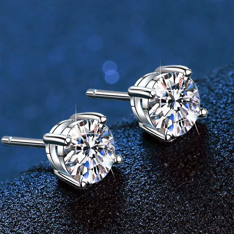 D VVS1 Moissanite boucles d'oreilles pour femmes passer diamant testeur stylo S925 platine placage M