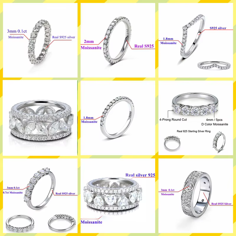 Bague éternelle ronde en moissanite D VVS de 3 mm ou 2 mm, en argent S925, bijoux pour femme, cadeau