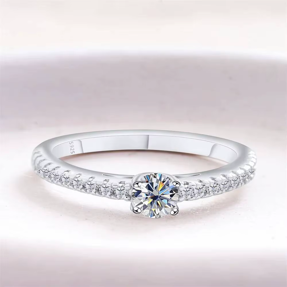 JoiasHome – bague Moissanite 0,3 ct pour couples, femmes et hommes, en argent Sterling 925, diamant 