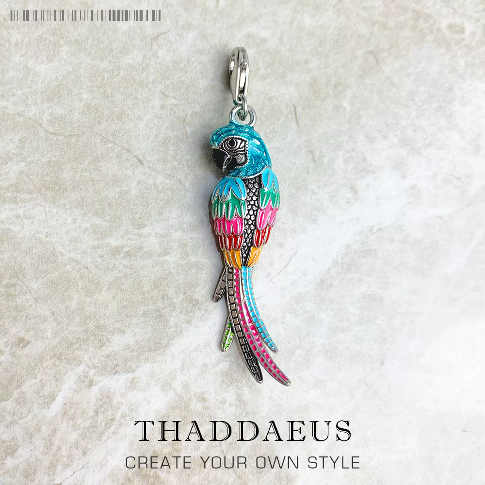 Pendentif perroquet coloré et frappant, breloque en argent Sterling 925, nouveaux bijoux fins pour f