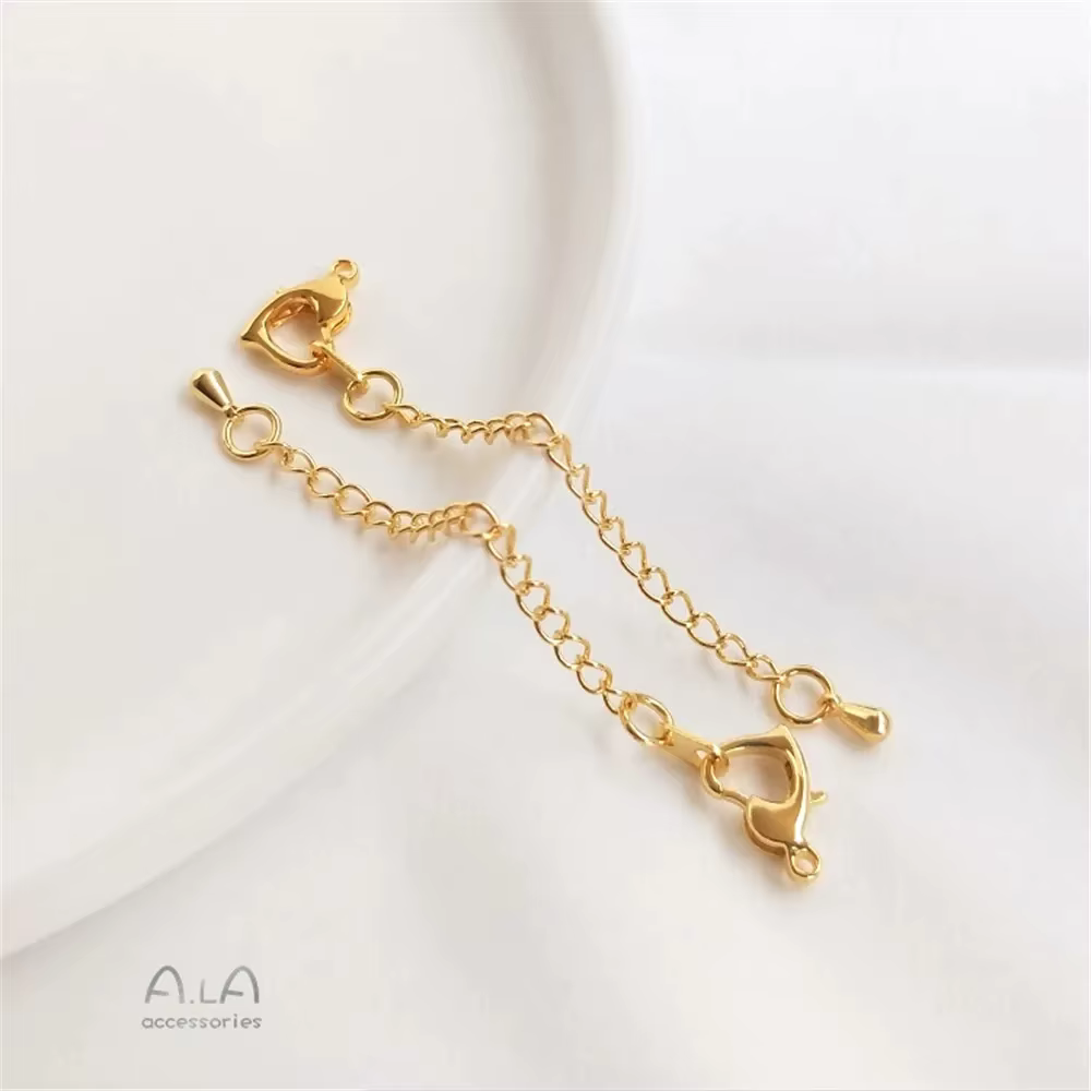 Chaîne d'extension de queue en or véritable 18 carats, or blanc, or rose, bracelet et collier, acces