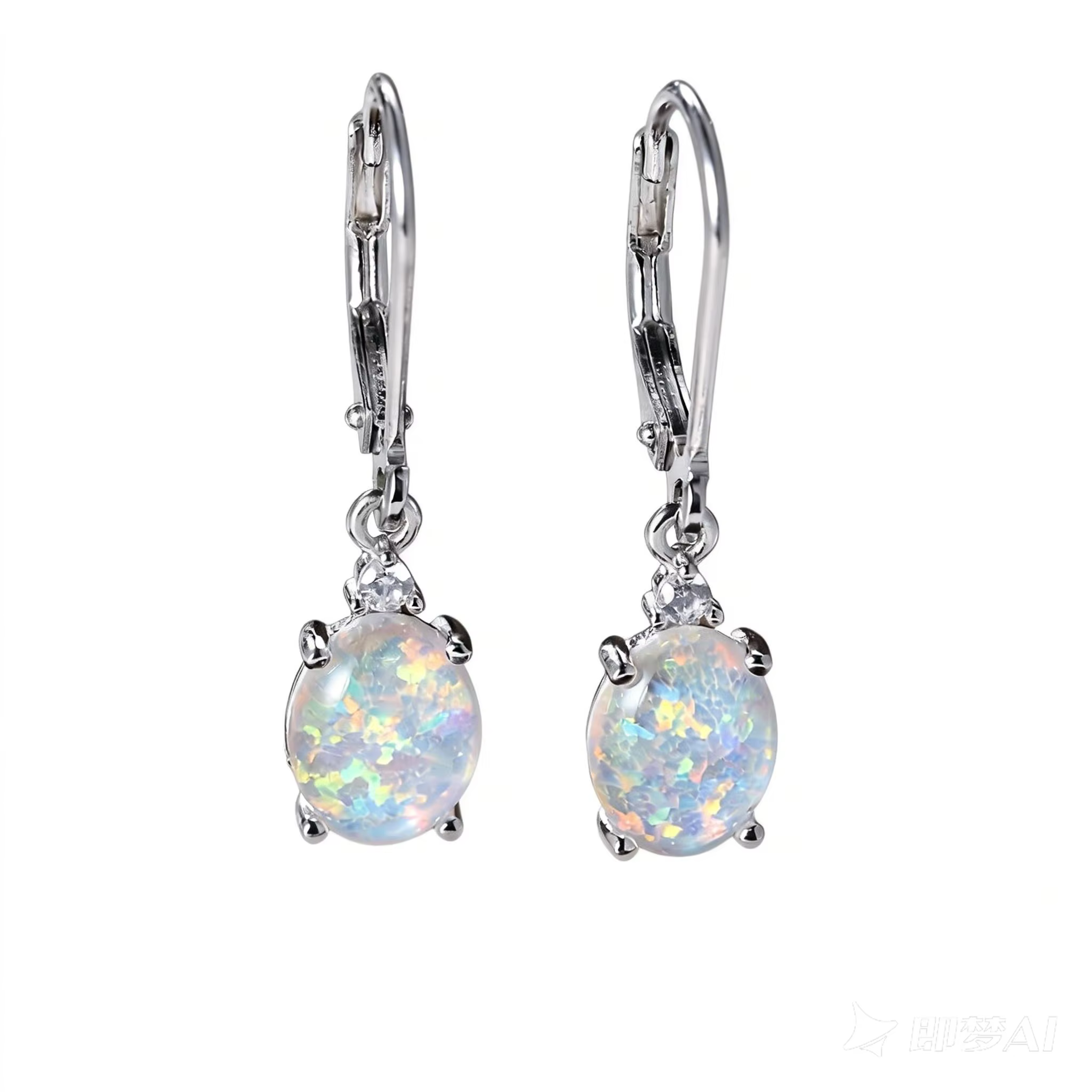 Boucles d'oreilles rondes en argent S925, perles de cristal, nacre, avec flamme verte plaquée crista