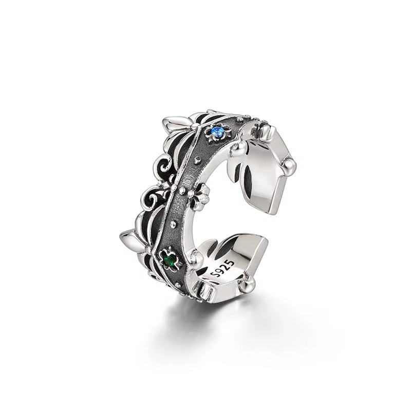 Bague couronne en argent thaïlandais avec Zircon, bijoux Punk de Style roi pour hommes et femmes, ba