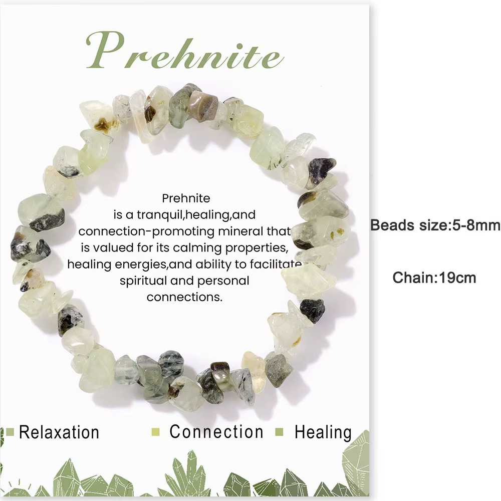 Bracelet de perles de pierre de prehnite naturelle pour hommes et femmes, perles de gravier à facett