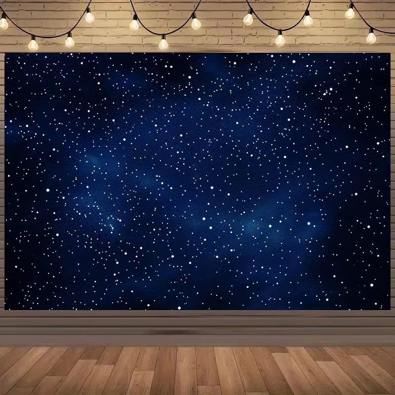 Bannière de fond du ciel nocturne étoilé - Scène de l'univers bleu profond, étoiles scintillantes