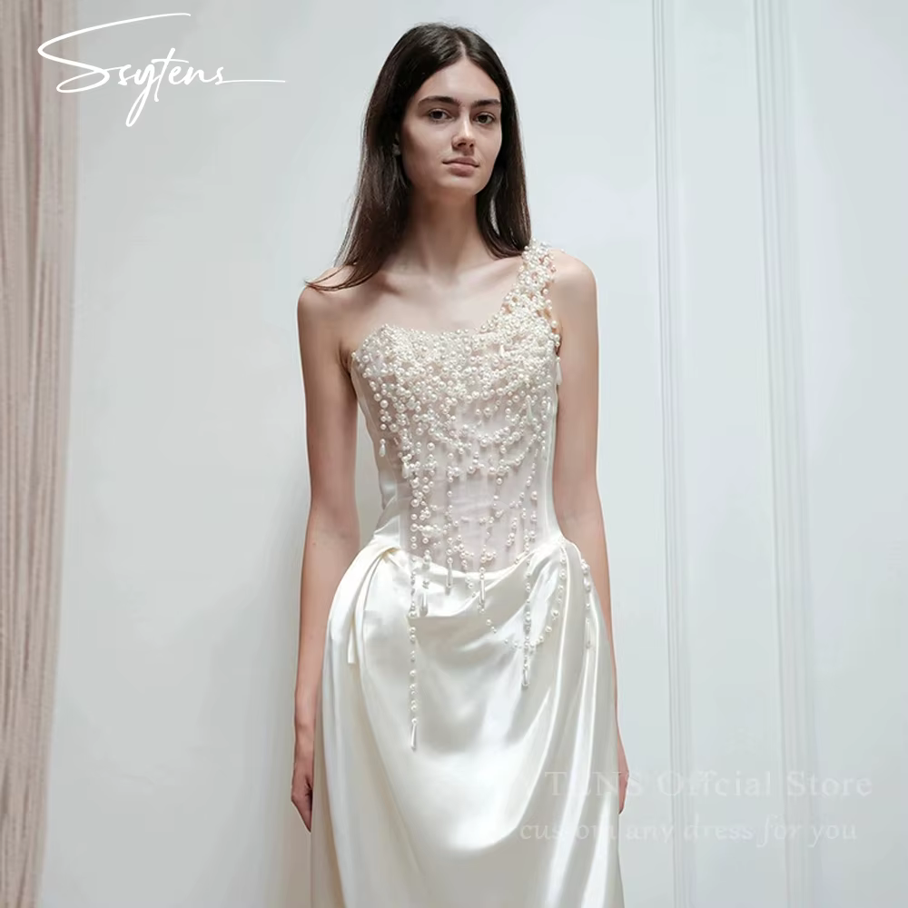 SSYTENS – robe de mariée élégante en ivoire, sans bretelles, avec perles, style sirène, sexy, robe d
